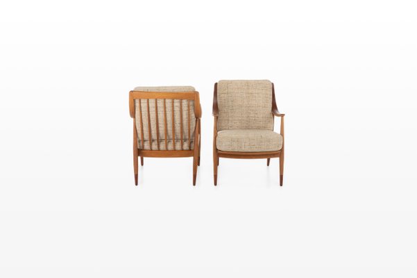 Fd144 Easy Chairs in Oak and Teak by Peter Hvidt & Orla Mølgaard-Nielsen for France & Søn / France & Daverkosen, 1950s, Set of 2-RNH-1784140