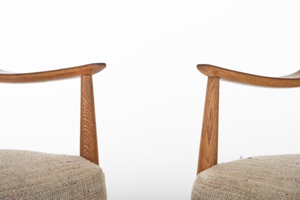 Fd144 Easy Chairs in Oak and Teak by Peter Hvidt & Orla Mølgaard-Nielsen for France & Søn / France & Daverkosen, 1950s, Set of 2-RNH-1784140