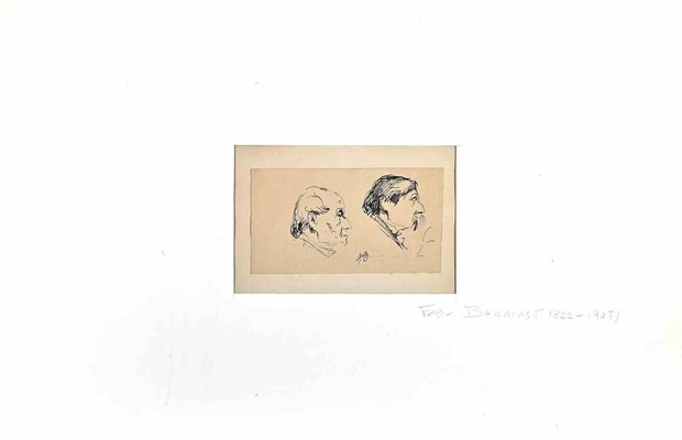 Félix Barrias, Portraits, Ink Drawing, Late 19th Century-ZCI-2029114