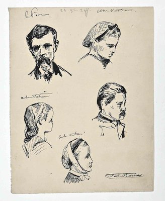 Félix Barrias, Portraits, Original Drawing, Late-19th-Century-ZCI-1264823