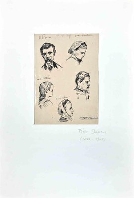 Félix Barrias, Portraits, Original Drawing, Late-19th-Century-ZCI-1264823