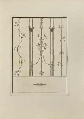 Ferdinando Campana, Decorative Roman Fresco, Etching, 18th Century-ZCI-1788511