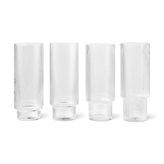 Ripple Long Drinking Glass Set of 4 by Ferm Living #Clear