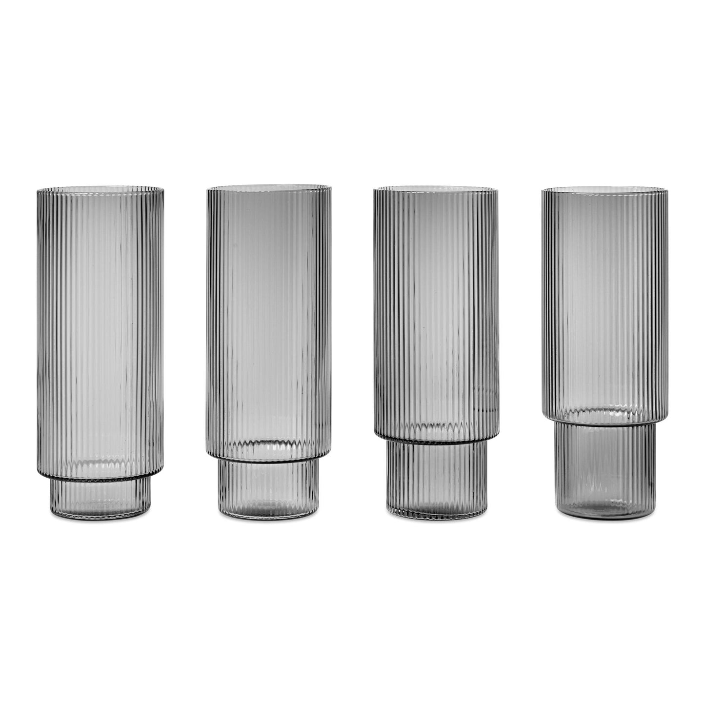 Ripple Long Drinking Glass Set of 4 by Ferm Living #Smoked