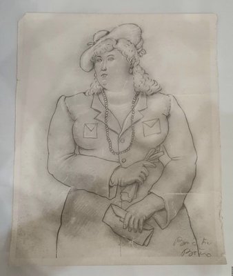 Fernando Botero, Femme, Pencil on Paper-TCS-1069135