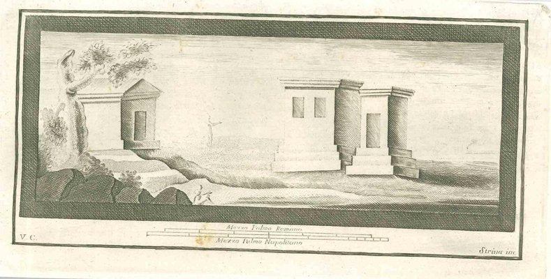 Fernando Strina, Roman Temple Fresco, Etching, 18th Century-ZCI-1775565