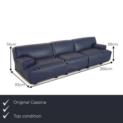 Fiandra Three-Seater Sofa in Blue Leather from Cassina-RQW-1372308