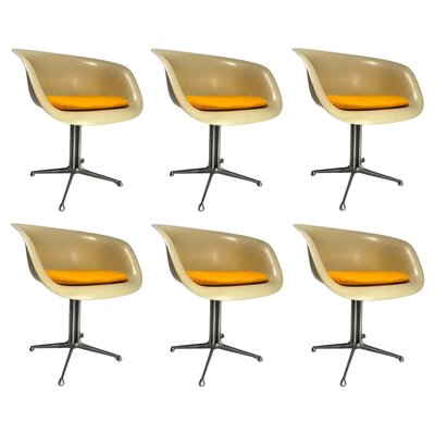 Fiberglass La Fonda Armchairs by Charles and Ray Eames for Herman Miller, 1960s, Set of 6-KKZ-2023343