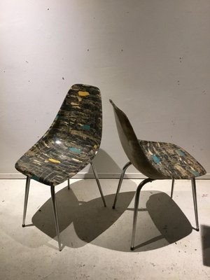 Fibreglass Side Chairs by René Jean Caillette, 1950s, Set of 2-SU-802811