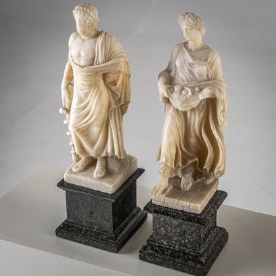 Figurative Sculptures, Late 19th Century, Alabaster, Set of 2-VEI-2021305