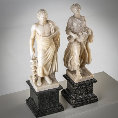 Figurative Sculptures, Late 19th Century, Alabaster, Set of 2-VEI-2021305