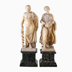 Figurative Sculptures, Late 19th Century, Alabaster, Set of 2-VEI-2021305