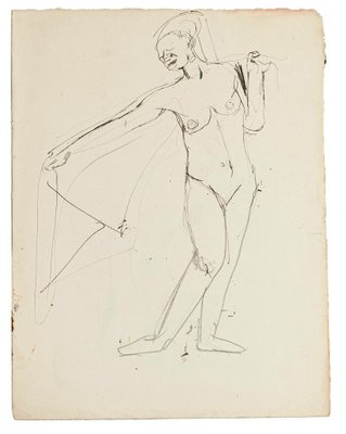 Figure - Original Pen and Pencil by Jeanne Daour - 20th Century 20th Century-ZCI-777643