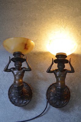 Figures Alabaster Wall Lights, 1890s, Set of 2-OV-1395144