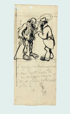 Figures - Ink and Pencil Drawing by G. Galantara - Early 20th Century Early 20th Century-ZCI-761877