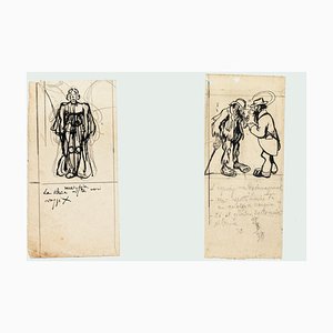 Figures - Ink and Pencil Drawing by G. Galantara - Early 20th Century Early 20th Century-ZCI-761877