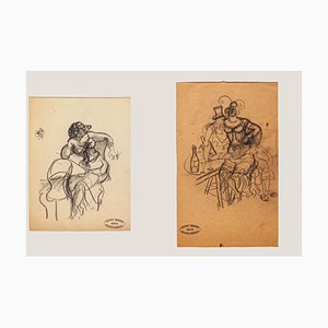 Figures - Original Pencil Drawing by Maurice Berdon - Mid 20th Century Mid 20th Century-ZCI-758631