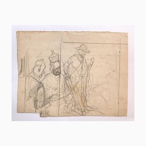 Figures - Pencil Drawing by Gabriele Galantara - Early 20th Century Early 20th Century-ZCI-761875