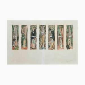 Figures with the Trees, Original Drawing, 1950s-ZCI-1349241