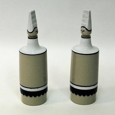 Figurine Ceramic Oil & Vinegar Bottles from Höganäs, 1950s, Sweden, Set of 2-HEU-985948