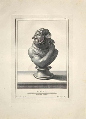 Filippo Morghen, Ancient Roman Bust, Original Etching, Late 18th-Century-ZCI-972026