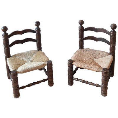 Finca Style Chairs with Wicker Upholstery by Charles Dudouyt, 1940s, Set of 2-TDA-1376451