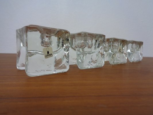 Finnish Ice Glass Candlesticks by Timo Sarpaneva for Juhava, 1970s, Set of 4-RDW-1730010