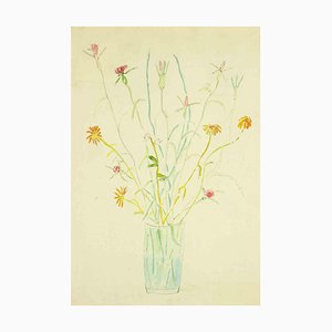 Fiorenzo Tomea, Flower Pot, Watercolor, 1950s-ZCI-1769964