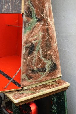 Fireplace Faux Marble With Bar Cabinet, 1950s-HS-1187980