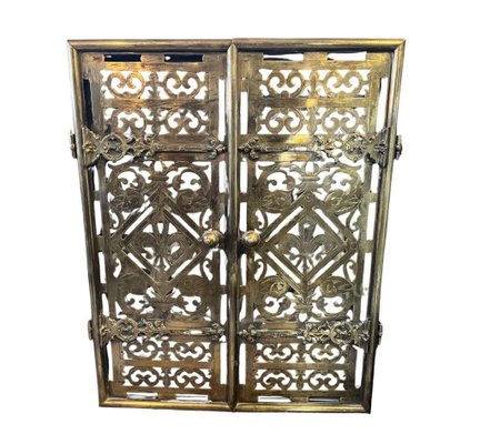 Fireplace Screen with Doors in Iron and Brass, 1920s-MJY-1790151