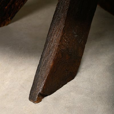 Fireplace Stool in Oak and Straw by Adrien Audoux and Frida Minet, France, 1950s-JK-2043631