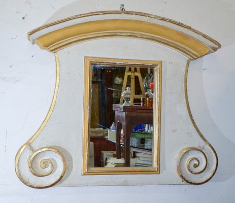 First Half of the 18th Century Louis XIV Fireplace Mirror in White Lacquered Wood and Gold Decorations, Italy-RAQ-2033405