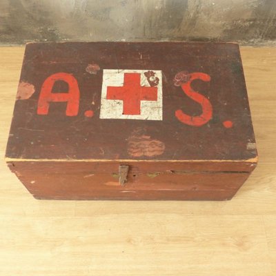 First World War Wooden Chest with Red Cross-WK-1010443