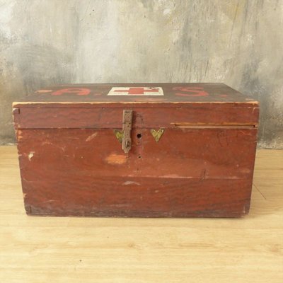 First World War Wooden Chest with Red Cross-WK-1010443