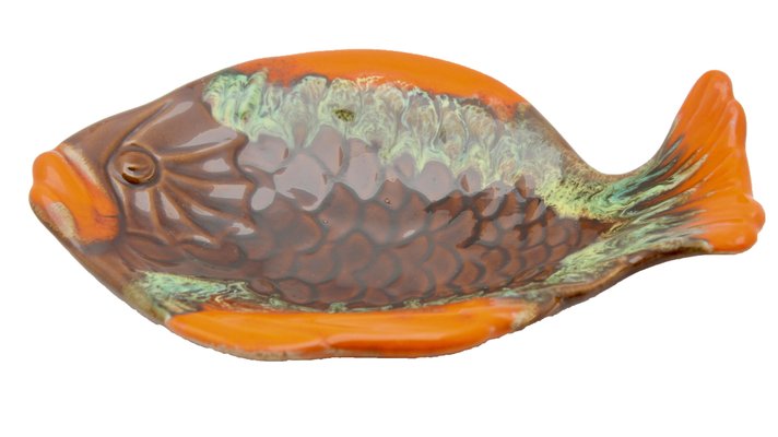 Fish and Oyster Plates with Drip Glaze from Vallauris, Set of 3-MJY-1148752