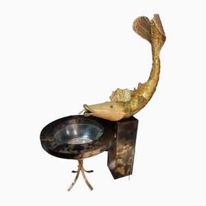 Fish Fountain Sculpture in Golden Brass by Henri Fernandez, 1970s-IBO-1402641