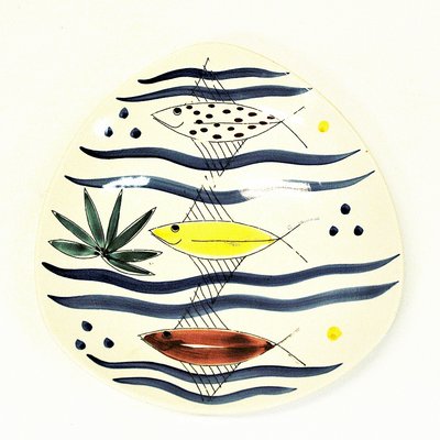 Fish Motive Ceramic Dish by Inger Waage for Stavangerflint, Norway, 1950s-HEU-1377400