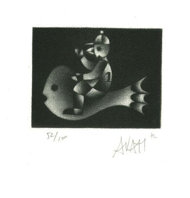 Fish Rider - Original Etching on Paper by Mario Avati - 1970s 1970s-ZCI-767577