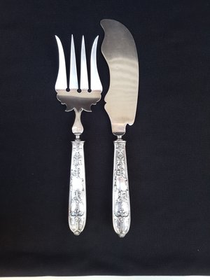 Fish Serving Implements with Silver Handles, 1800s, Set of 2-EHL-861598