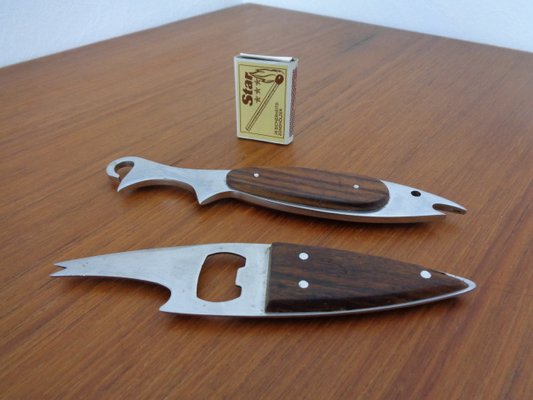 Fish Shaped Bottle Opener in Stainless Steel by Carl Auböck, Set of 2, 1960s-RDW-1220216