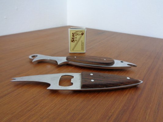 Fish Shaped Bottle Opener in Stainless Steel by Carl Auböck, Set of 2, 1960s-RDW-1220216