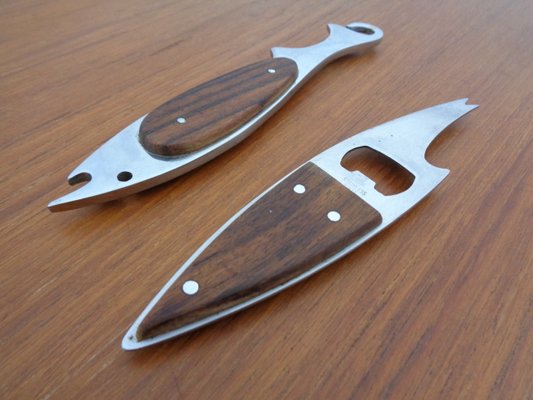 Fish Shaped Bottle Opener in Stainless Steel by Carl Auböck, Set of 2, 1960s-RDW-1220216