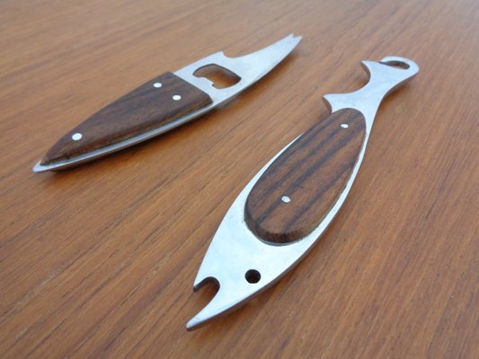 Fish Shaped Bottle Opener in Stainless Steel by Carl Auböck, Set of 2, 1960s-RDW-1220216