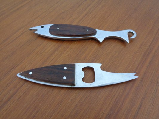 Fish Shaped Bottle Opener in Stainless Steel by Carl Auböck, Set of 2, 1960s-RDW-1220216