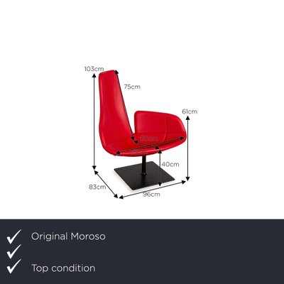 Fjord Leather Armchair Red Swivel Function by Patricia Urquiola for Moroso-RQW-2036299