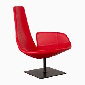 Fjord Leather Armchair Red Swivel Function by Patricia Urquiola for Moroso-RQW-2036299