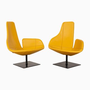 Fjord Leather Armchair Set in Yellow by Patricia Urquiola for Moroso, Set of 2-RQW-2036330