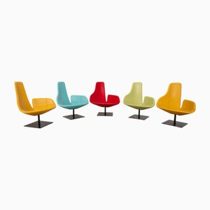 Fjord Leather Armchair Set in Yellow by Patricia Urquiola for Moroso, Set of 5-RQW-2036325