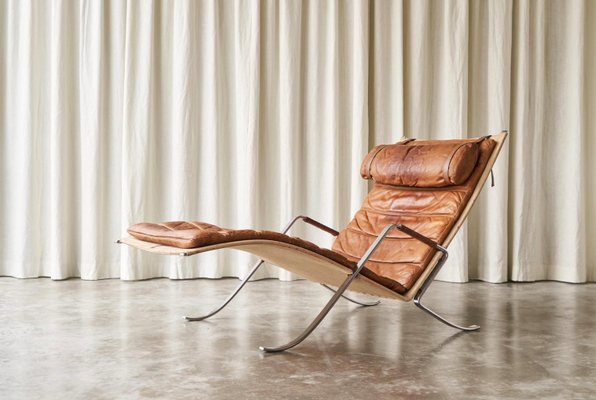 FK87 Lounge Chair in Patinated Cognac Leather by Fabricius & Kastholm for Kill International, 1960s-FEW-2024253