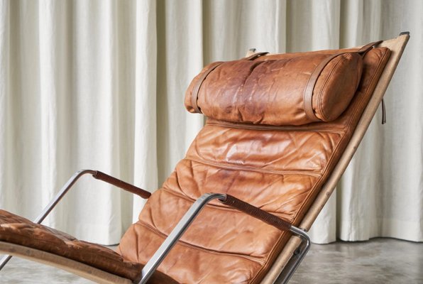 FK87 Lounge Chair in Patinated Cognac Leather by Fabricius & Kastholm for Kill International, 1960s-FEW-2024253